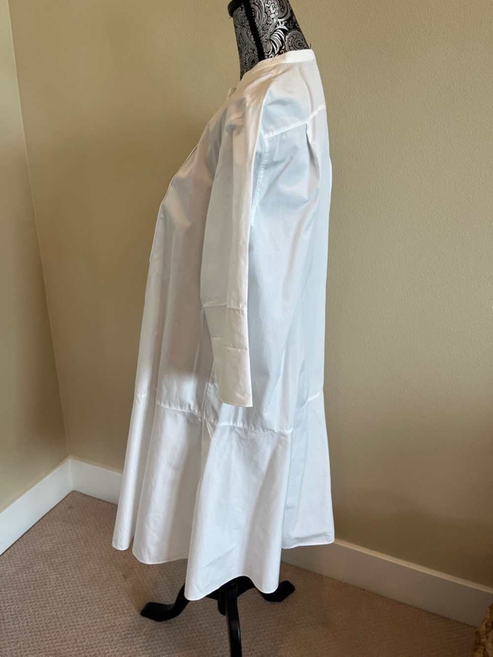 Lafayette 148 New York White Bib-Front Cotton Dress Size Medium - Picture 4 of 10